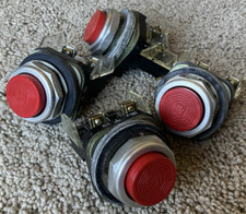 Lot of 4 - Allen Bradley 800T-B Red pushbutton with NC contact block