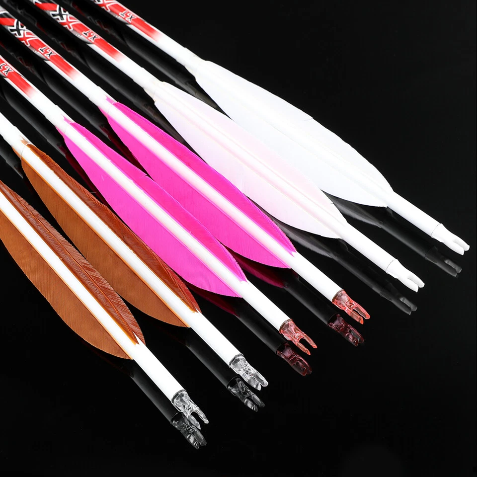 32" Pure Carbon Arrows 5" Feather SP300-800 Recurve Compound Bow Archery Hunting - Image 2 of 4