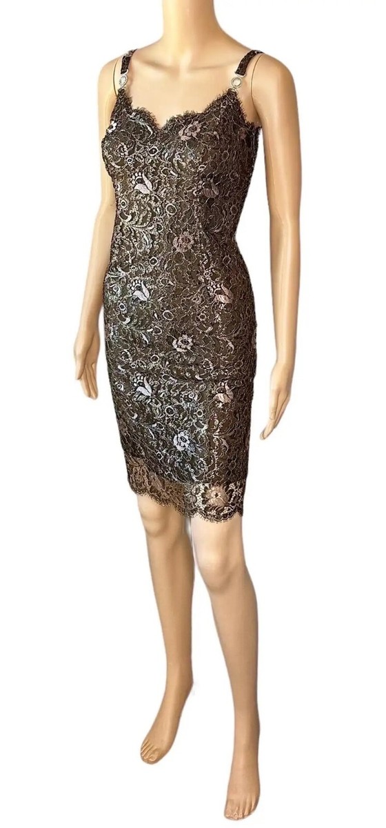 versace brown dress Versace - Long Sleeve Brown and Pale blue Dress with Open Back main image 0