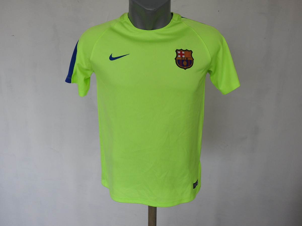 FC Barcelona Training Jersey NIKE Neon Green Shirt Size Boys