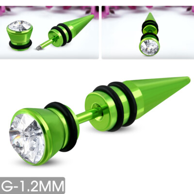 Edelstahl Piercing Fake Taper Expander G-1.2mm Ohr Zirkonia St.steel y-qpc350