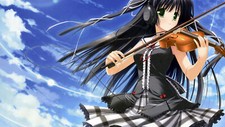 Anime violin girls green eyes black hair long headphones Playmat Game Mat Desk