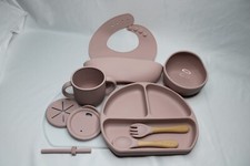 Baby Feeding Set Silicone 10-Piece Pink Set