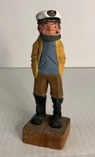 Hand Carved Wood Salior Captain Vintage