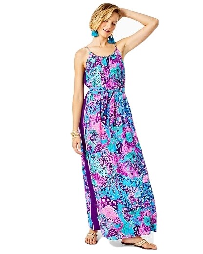 Lilly Pulitzer Hazelyn Maxi Dress Turquoise Oasis Snuba Duba Do
