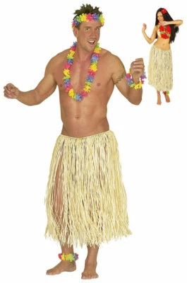 Hawaii-Rock Damen Herren Bastrock Hula Rock natur 78 cm. Kostüm Einheitsgröße KK - Bild 1 von 4