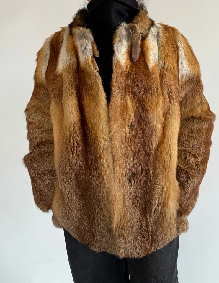 Abrigo de piel de zorro rojo canadiense vintage, abrigo de piel de lujo hecho a medida, talla M Foto 3 de 4