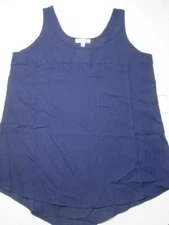 NWT Active USA Womens Size M Tank Top Navy Wide Straps Asymmetrical Hem Basic