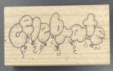 Celebrate Letter Balloons Party Birthday Special Occasion Wood Rubber Stamp