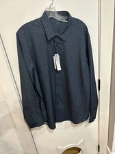 Perry Ellis Total Stretch, Expandable Collar, Button Up Size XL  Dark Sapphire
