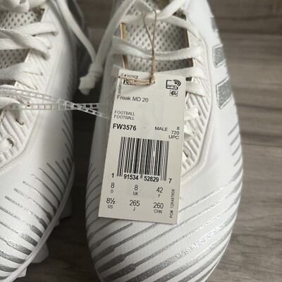 NEW Adidas® Freak MD 20 Football Cleats White & Metallic  display picture 3