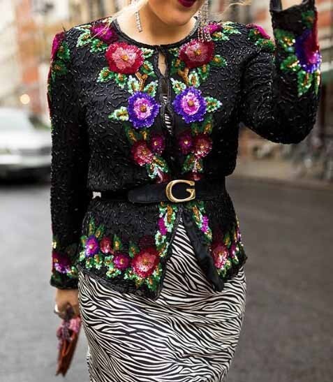 laurence kazar  ジャケット Laurence Kazar Vintage 100% Silk Sequined Jacket XLarge
