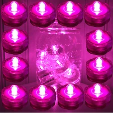 LED Tea Light Submersible Waterproof Battery ~ Wedding Decoration ~ PINK 12 Pack