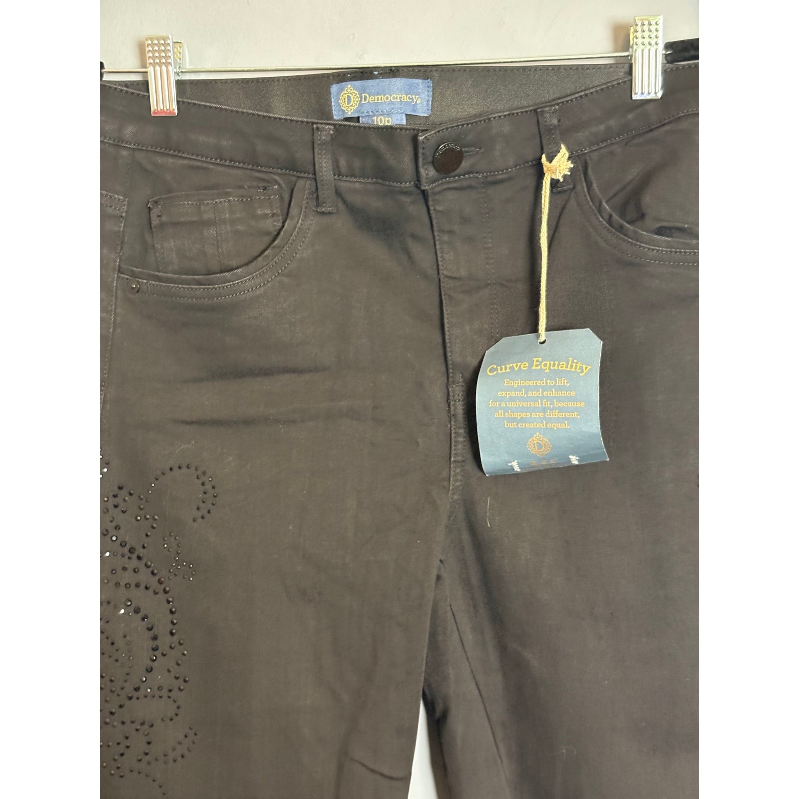 Democracy Womens Jeans 10P Black Ab Solution Embellished Rhinestone NWT ...