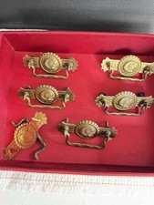 Antico restauro 5 cassetti estraibili patina ottone pressato - recupero pesci orientali
