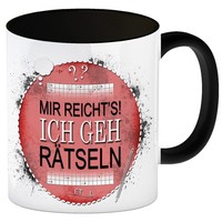 Mir Reicht's! Ich Geh RäTseln Kaffeebecher Henkel Und Innenseite Schwarz