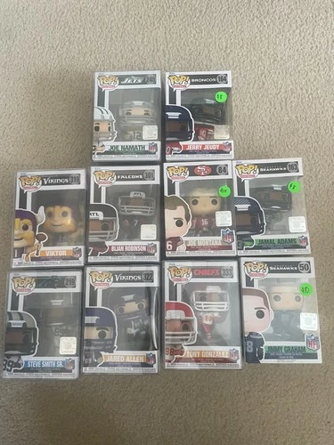 Funko POP! Vinyl NFL Assorted Lot of 10 Players with Protector
