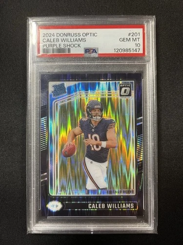 2024 Panini Donruss Optic Rated Rookie Caleb Williams #201 Purple Shock PSA 10 …