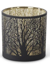 K & K Interiors - 6" Black Tree with Gold Interior Votive - 42521A-3