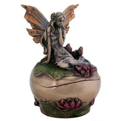 Michelle Fairy Laying on Lotus Leaf Jewelry Trinket Box Container Faeries Pixie