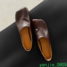 Women's Leather Casual Shoes Square Toe Slip On Loafers Flats Formal Ballet Chic
