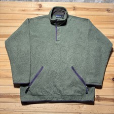 Vintage 90s Patagonia Deep Pile Snap Mock Neck Fleece Pullover Jacket USA Medium