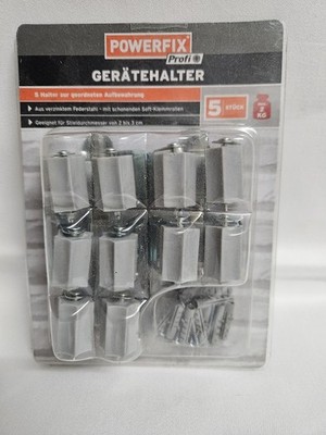 5 X Gerätehalter, Wandmontage,mit Schrauben+Dübeln, POWERFIX, Neu