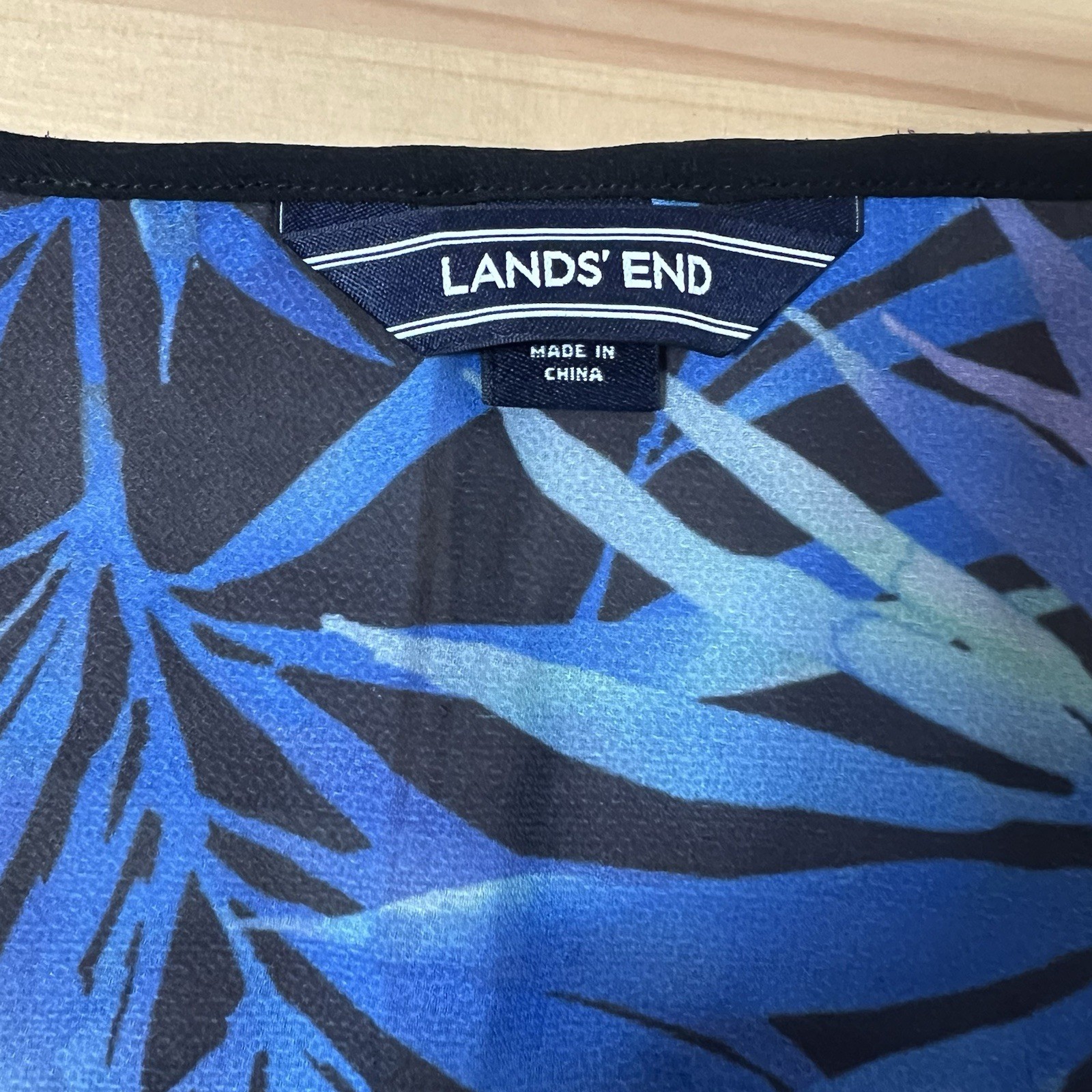 Lands' End X-Small 2-4 Tunic Cover Up Swim Dress Pullover Top Blue Sheer Fringe