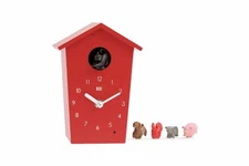 KOOKOO AnimalHouse red, Small Cuckoo Clock with 5 Farm Animals Sounds (Natura...
