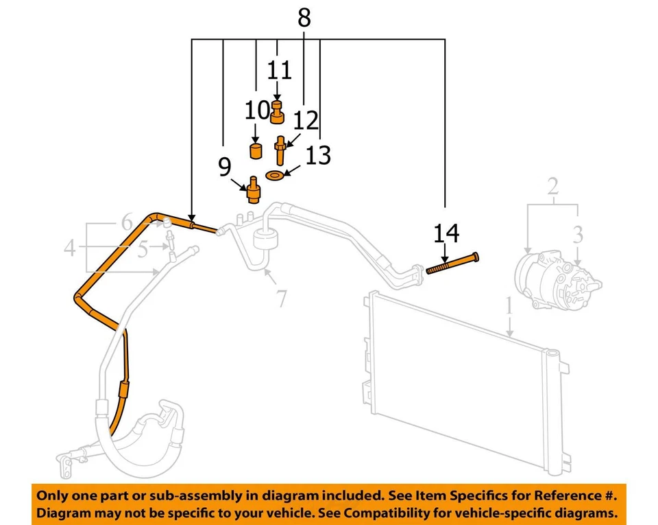 Chevrolet Saturn Malibu Aura 2007-2010 tubo ASM A/C CNDSR y A/C E 25814615 nuevo Foto 2 de 3