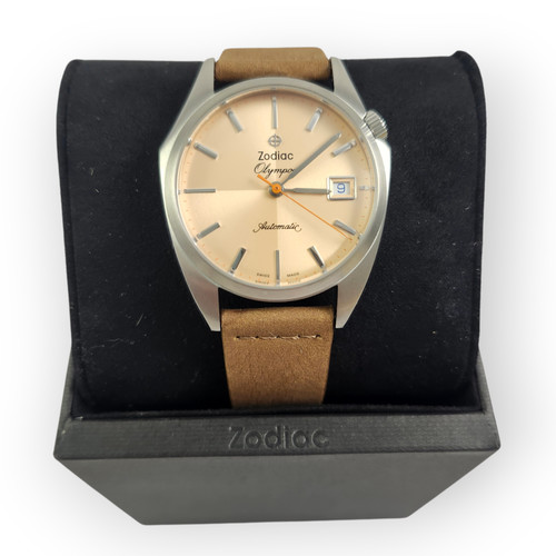 NEW Zodiac Super Olympos Automatic Silver Cream Watch ZO9702 NWT