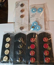 Button Covers Lot Of 25, Jewels, Navy, Floral, Vintage 
