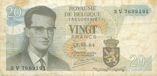 Belgium / Belgium - 20 Francs - 1964 - Serie3V - Used