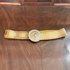 Vintage 1970s Gold Tone Stretch Belt Metallic Fish Scale Wide Waist 28  