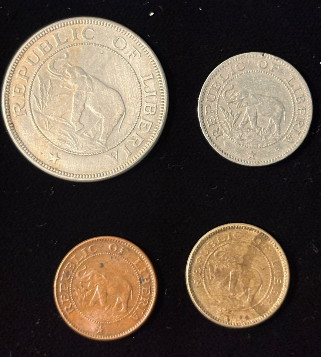 Liberia Elephants on Half Cent; One Cent; 2 Cent; 5 Cent 4 diiferent ...