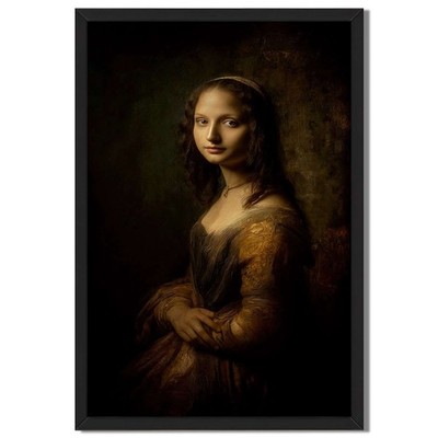Mona Lisa Portrait Framed Canvas Print Renaissance Wall Art Home Decor