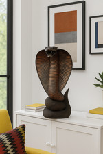 Statua Cobra in Legno di Teak Intagliato a Mano – Scultura Esotica Artigianale 7