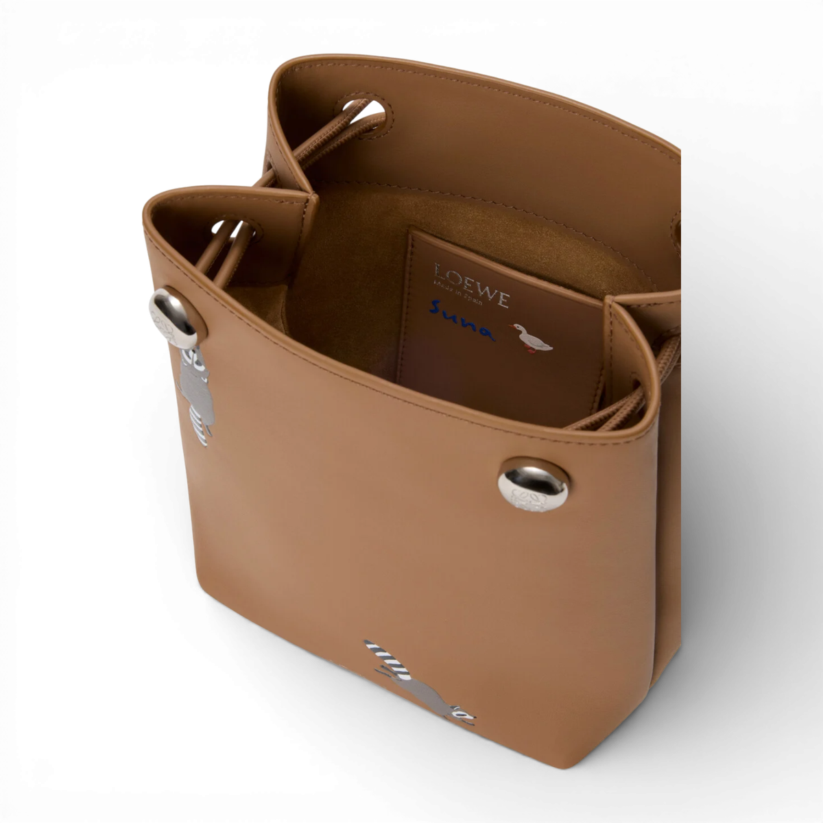 Loewe x Suna Fujita Raccoon Pebble Pouch Nappa Calfskin Mocha