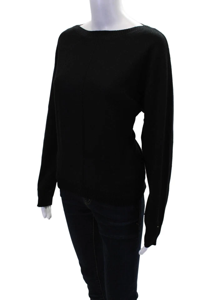 Top tejido Magaschoni para mujer manga larga cuello redondo negro talla S Foto 2 de 4