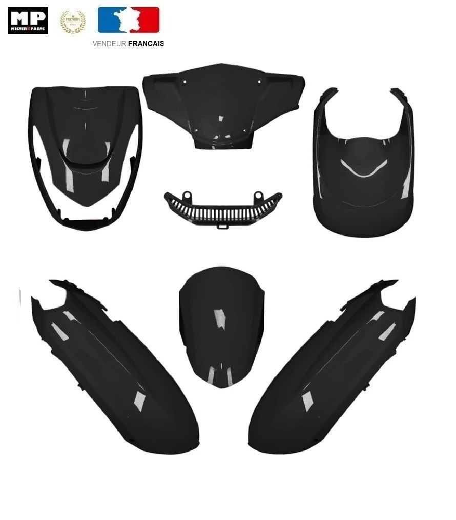 Kit carénage Kisbee 50 noir brillant en plastique injecté haute résistance