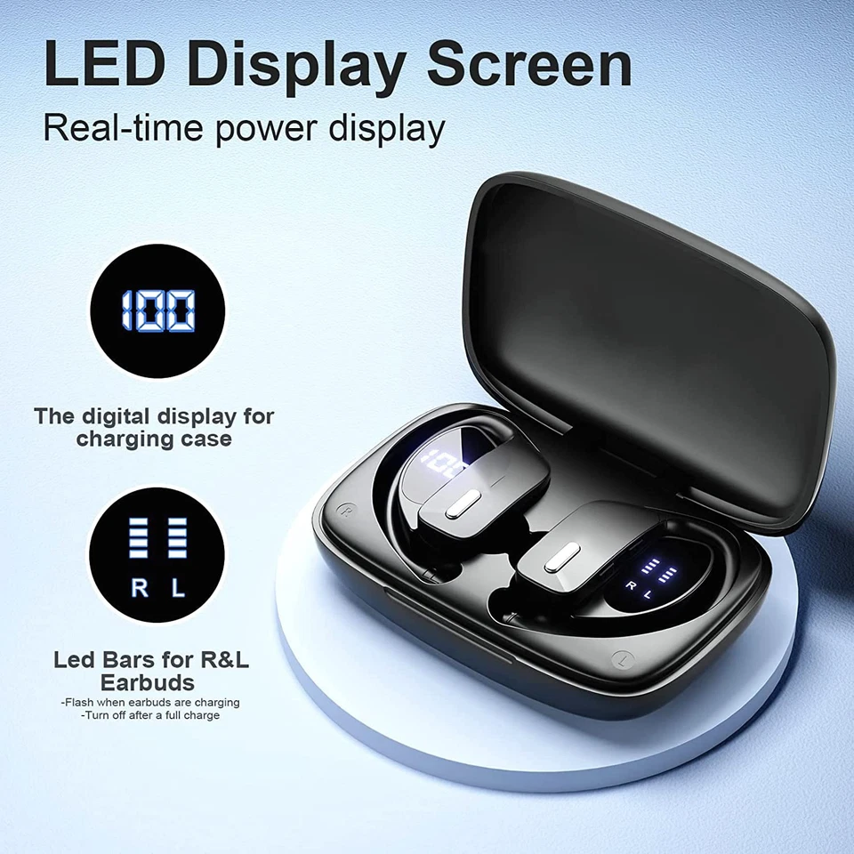 TWS 5.0 Wireless Earphones Bluetooth Headset Earbuds Headphones Stereo Ear Hook - Image 4 of 4