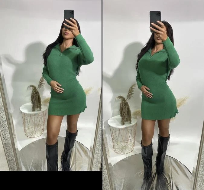 iKrush вязаный мини-платье с молнией воротник мини длина с воротником длинным рукавом - Изображение 2 из 2