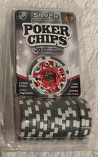 NHL Chicago Black Hawks 20Poker Chips Silver Collector Edition Casino Style