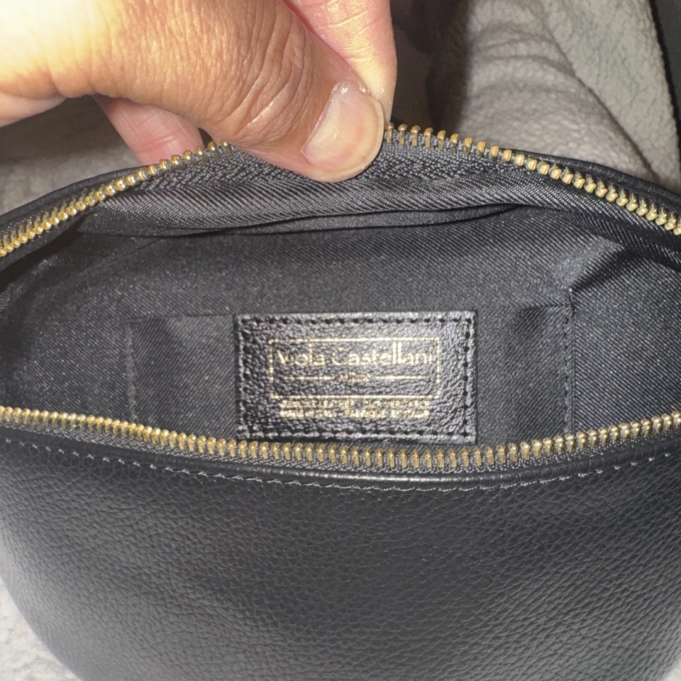 VIOLA CASTELLANI ITALIA NEGRO GENUINO Cuero Bandolera Cintura Bolso Riñonera Foto 3 de 4