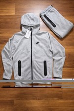 Men s Brand New Heather Gray Nike Tech Full Tracksuit Size L FB7921-010/FB8002-0