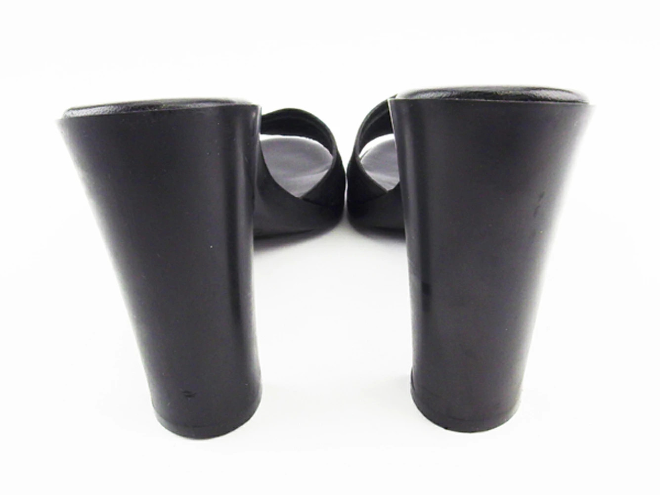 GUCCI Sandals Shoes Women's #36C Chky Heel GG Canvas Black Canvas x Leather GUCC thumbnail 3