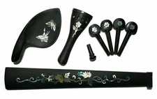 Ebony Violin Parts set Kits,4/4 size, Violin Fingerboard Chinrest Tailpiece Pegs