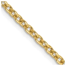 16" 14K Yellow Gold 2.4mm Round Open Link Cable Chain Necklace