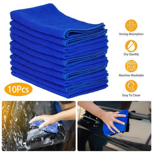 10 x Large Microfibre Cloths Car Cleaning Valeting Waxing Detailing Polishing UK