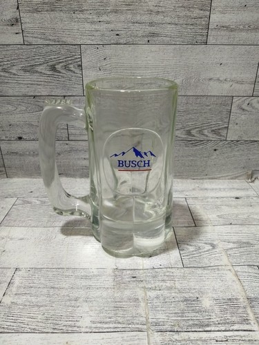 Vintage Busch Beer Glass Mugs Anheuser Blue Mountains Heavy 10oz Retro - 第 1/8 張圖片